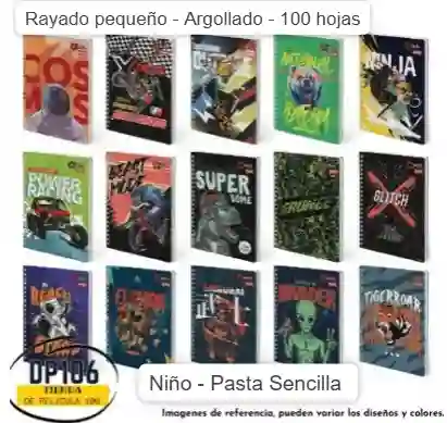 Cuaderno Rayado Pequeño 100 Hojas Diseño Niño Argollado