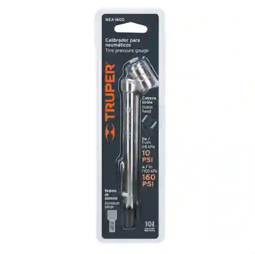 Calibrador Cabeza Doble 160 Psi, Medidor De Presion - Truper