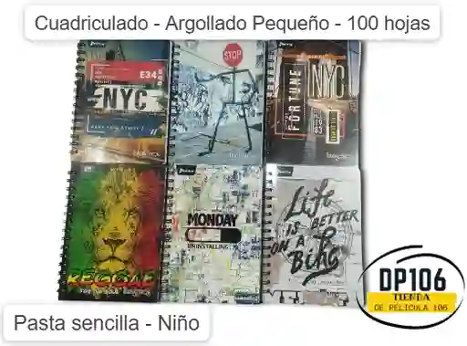 Cuaderno Cuadriculado Argollado Sencillo Pequeño Niño