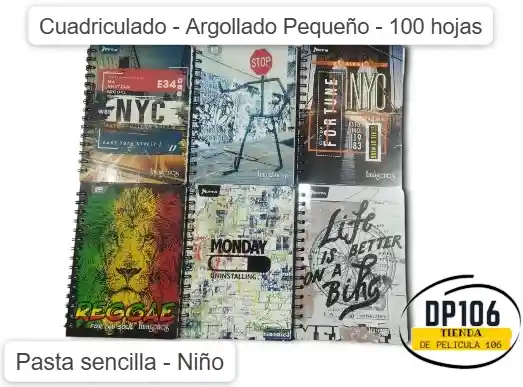Cuaderno Cuadriculado Argollado Sencillo Pequeño Niño