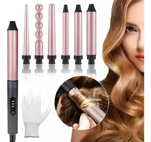 Pinza Rizador 5 En 1 Para Cabello Color Negro 110