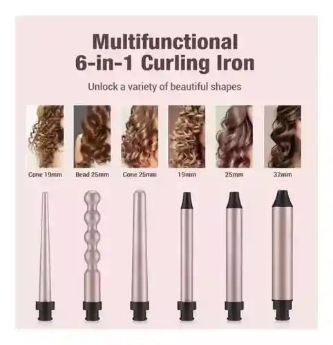 Pinza Rizador 5 En 1 Para Cabello Color Negro 110