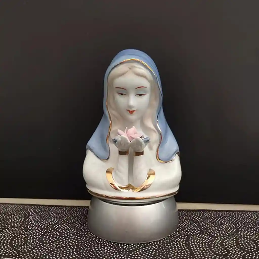 Virgen Rosa Mística Escultura María Linterna Luz De Noche Multicolor