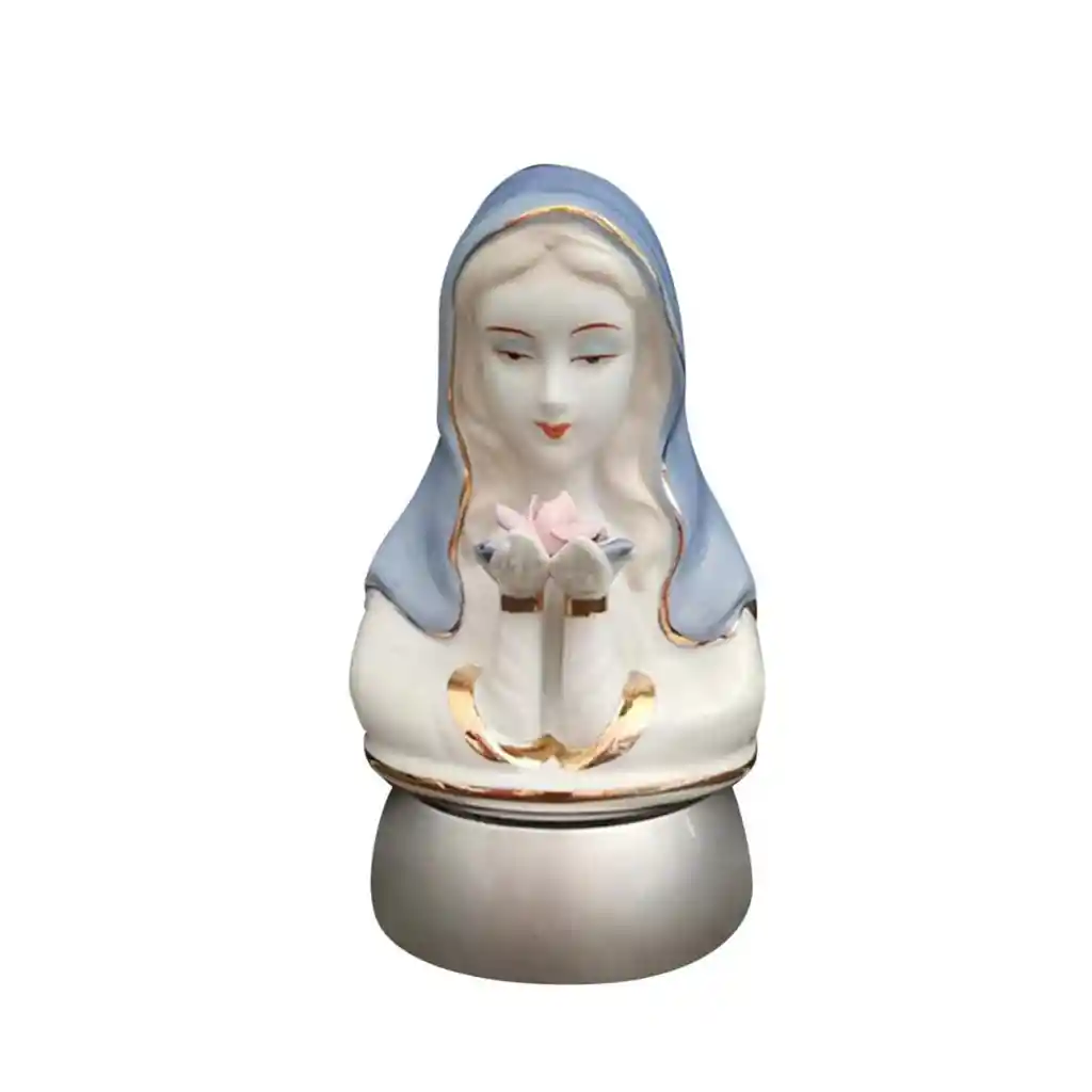 Virgen Rosa Mística Escultura María Linterna Luz De Noche Multicolor