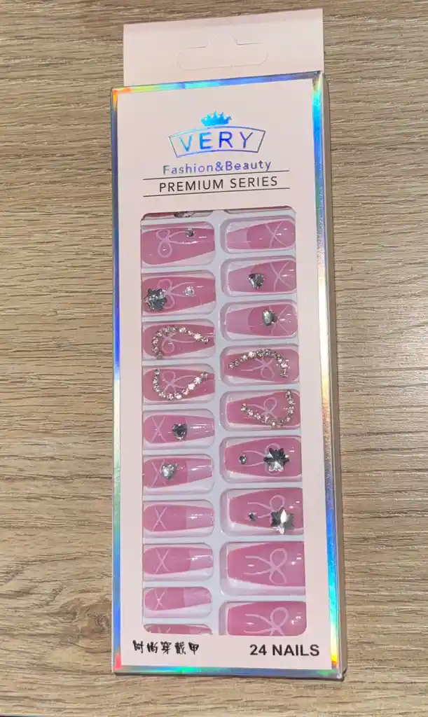 Uñas Postizas Profesionales Decoradas Largas Cuadradas Abs X24unds