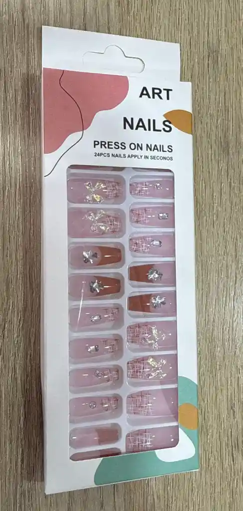 Uñas Postizas Profesionales Decoradas Largas Cuadradas Abs X24unds