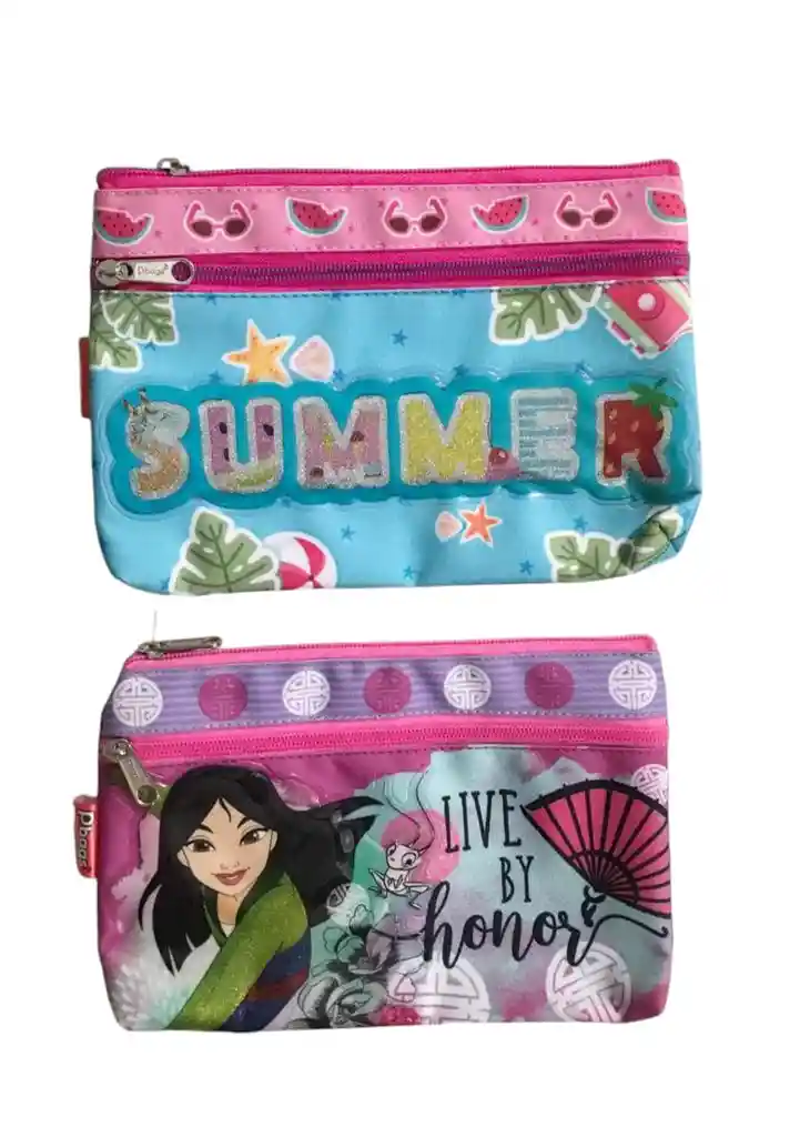 Cartuchera Para Niña 2 Bolsillos Primavera Diseños Surtidos