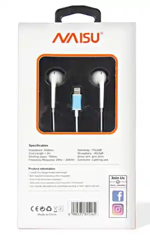 Audifonos Lightning Naizu 7s Alambrico