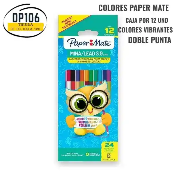 Lápices De Colores Doble Punta 12 Piezas Paper Mate