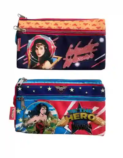 Cartuchera Para Niña 3 Bolsillos Motivo Wonder Woman Primavera