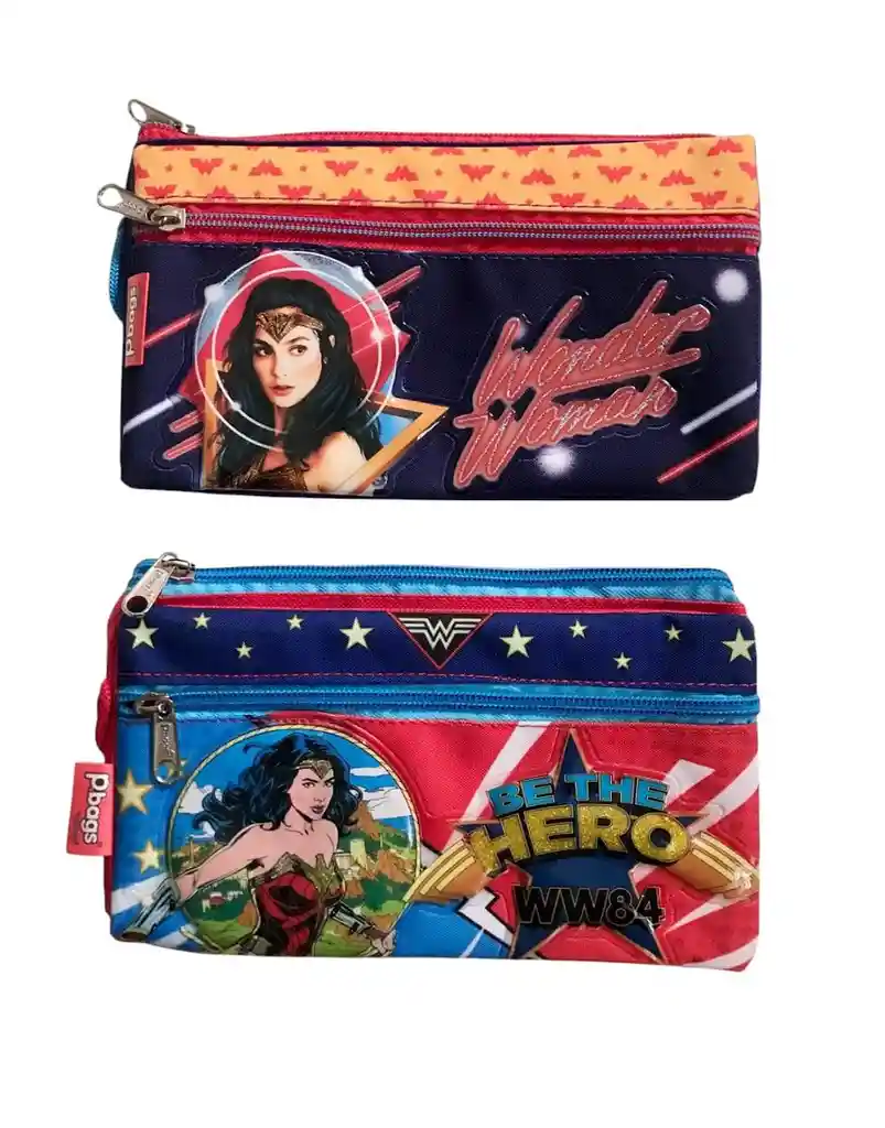 Cartuchera Para Niña 3 Bolsillos Motivo Wonder Woman Primavera
