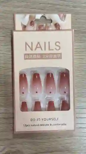 Uñas Postizas Profesionales Decoradas Medianas Gel Polish X12 Unds