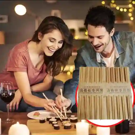 Palillos Chinos X10 Pares De Madera Reutilizables Lavables