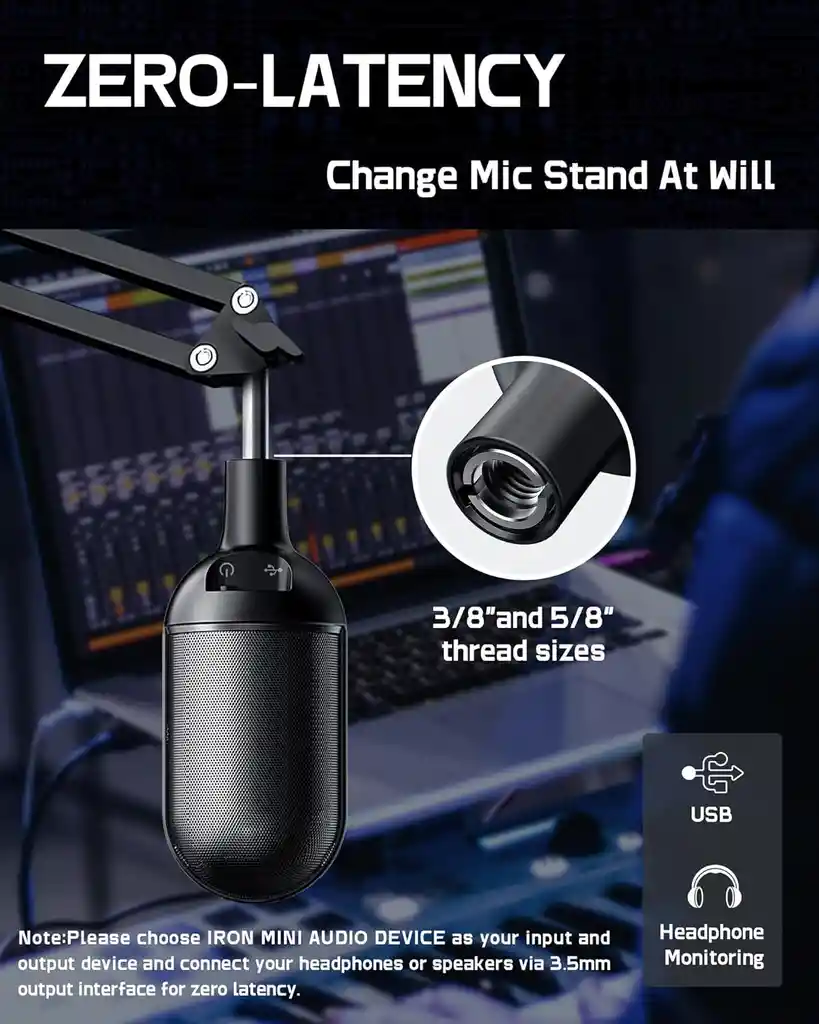 Microfono Usb Profesional Condensador Cardioide Streaming