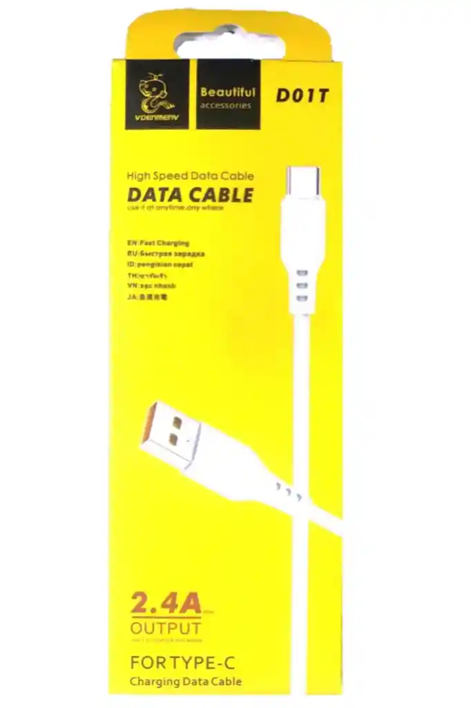 Cable Tipo C - Carga Rápida - 2.4a Vdenmenv - Blanco