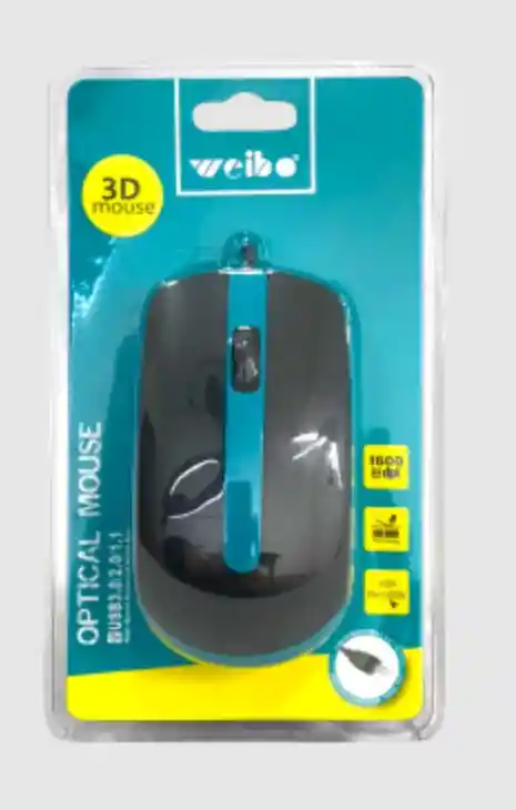 Mouse Weibo Wb-018 Alámbrico Usb 3d Óptico Alta Precisión, Ergonómico, Ambidiestro, Ideal Para Oficina, Estudio Y Hogar - Plug Play