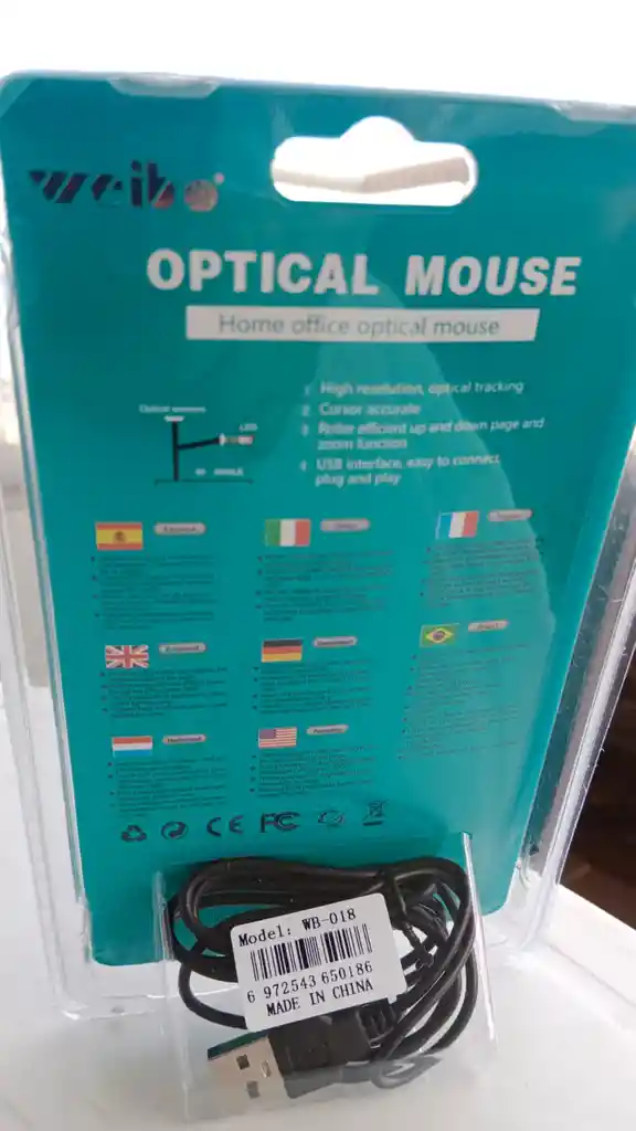 Mouse Weibo Wb-018 Alámbrico Usb 3d Óptico Alta Precisión, Ergonómico, Ambidiestro, Ideal Para Oficina, Estudio Y Hogar - Plug Play