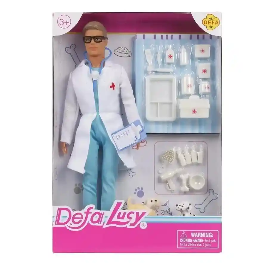 Muñeco Defa Kevin Veterinario Con Mascotas Y Accesorios