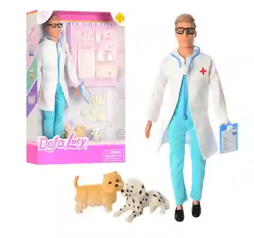 Muñeco Defa Kevin Veterinario Con Mascotas Y Accesorios