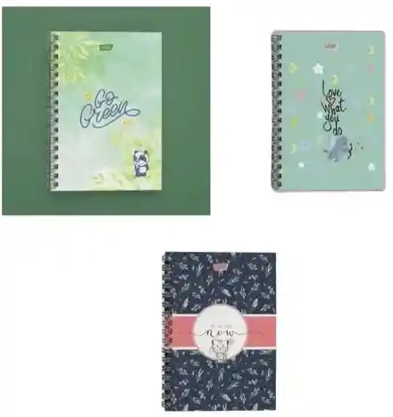 Cuaderno 7 Materias Grande Argollado/175hojas 350 Páginas/femenino