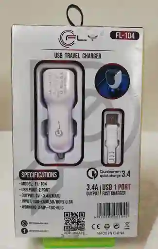 Cargador Usb Carro 3,4a Fly Doble Entrada