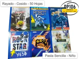 Cuaderno Rayado Pasta Sencilla De Niño 50 Hojas