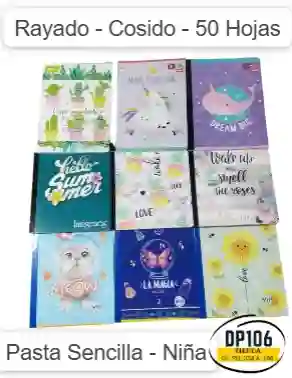 Cuaderno Rayado Sencillo De Niña 50 Hojas