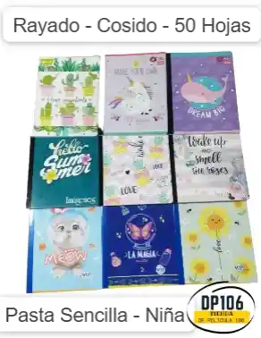 Cuaderno Rayado Sencillo De Niña 50 Hojas