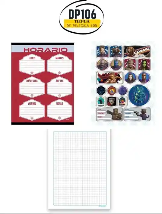 Primavera Cuaderno Cuadriculado Cosido Guardianes De La Galaxia 100 Hojas Pasta Dura