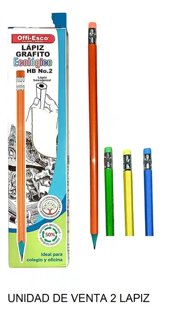 Lapiz Grafito Ecologico Hb No.2 Oe-150e X 2 Unidades