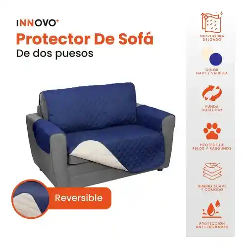 Protector De Sofá 2 Puestos Doble Faz Semi Impermeable Azul