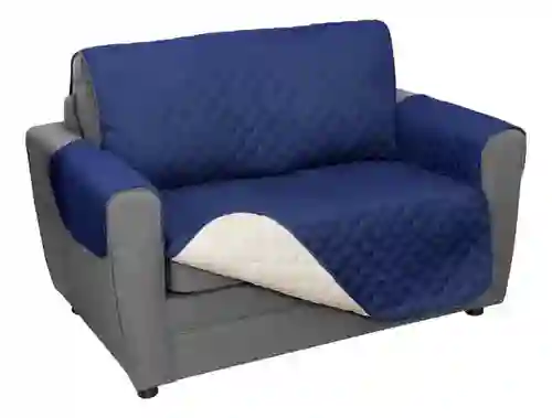 Protector De Sofá 2 Puestos Doble Faz Semi Impermeable Azul