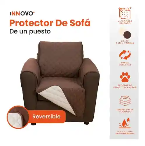 Protector Sofá 1 Puesto Café Con Beige Semi Impermeable