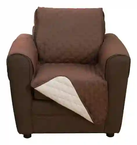 Protector Sofá 1 Puesto Café Con Beige Semi Impermeable
