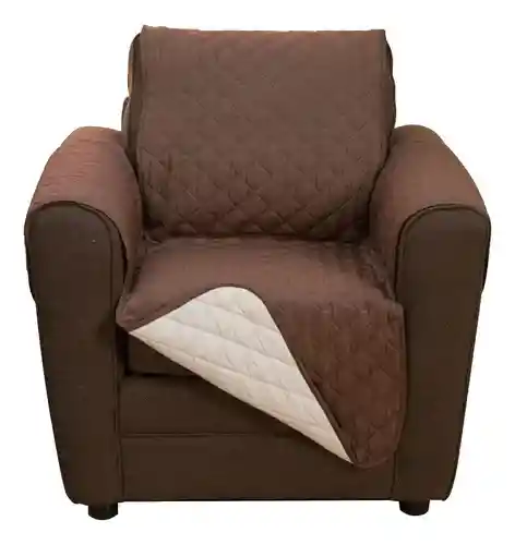 Protector Sofá 1 Puesto Café Con Beige Semi Impermeable