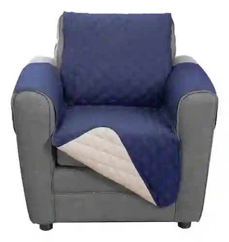 Protector Sofá 1 Puesto Azul Con Beige Semi Impermeable