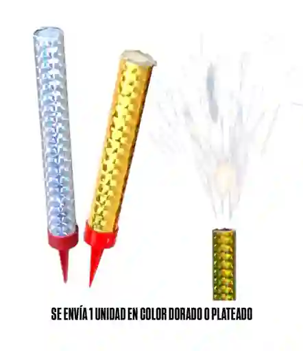 Vela Volcan Chispas Para Cumpleaños Dorada O Plateada