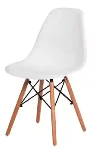 Kit De 4 Sillas De Mesa Charles Eames Eiffel De Madera Con Estructura De Comedor, Color Blanco