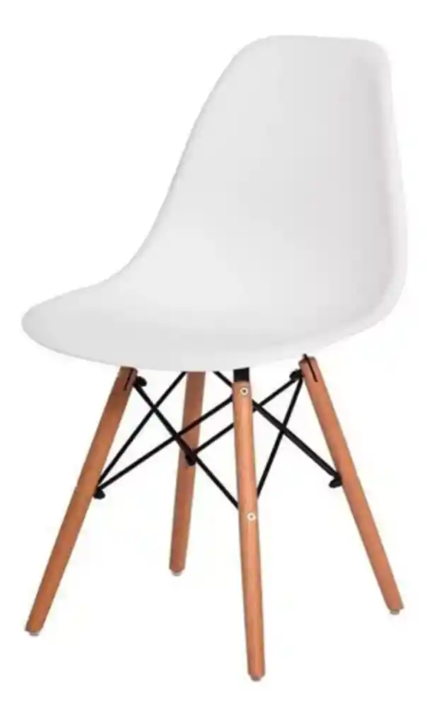 Kit De 4 Sillas De Mesa Charles Eames Eiffel De Madera Con Estructura De Comedor, Color Blanco
