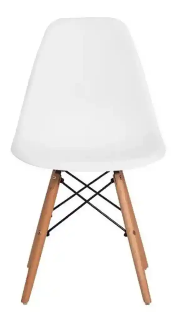 Kit De 4 Sillas De Mesa Charles Eames Eiffel De Madera Con Estructura De Comedor, Color Blanco