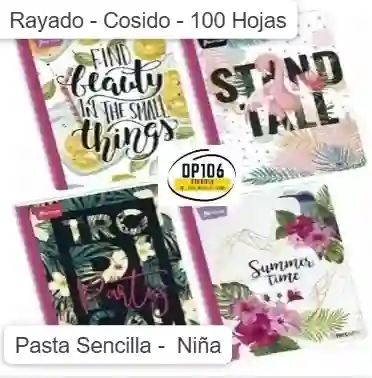 Cuaderno Rayado Cosido 100 Hojas Niña