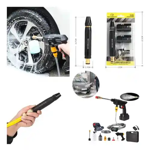 Hidrolavadora Portatil Doble Bateria Mas Accesorios + Boquilla De Alta Presión Lavado Rápido