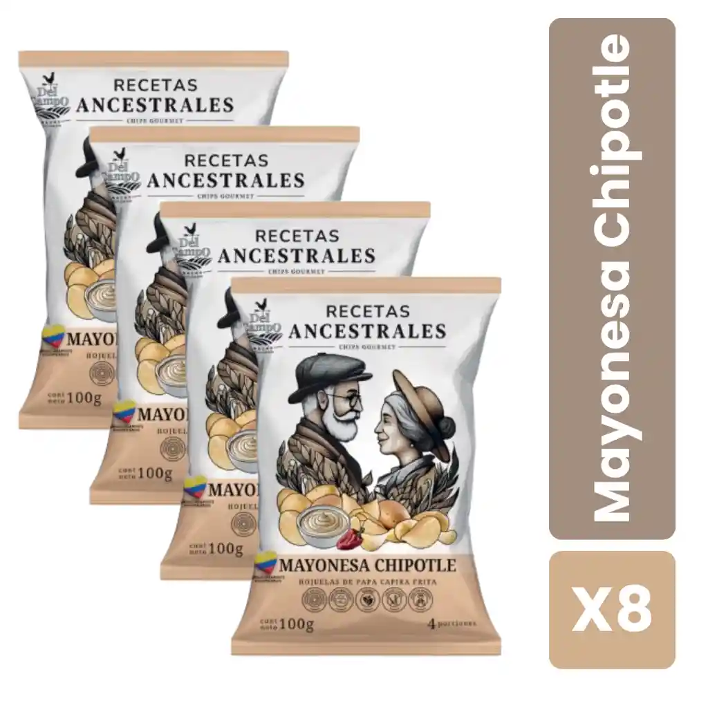 Caja X8 Papas Recetas Ancestrales Sabor mayonesa chipotle