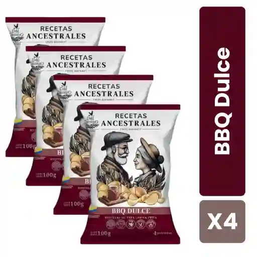 Caja X4 Papas Recetas Ancestrales Sabor bbq Dulce