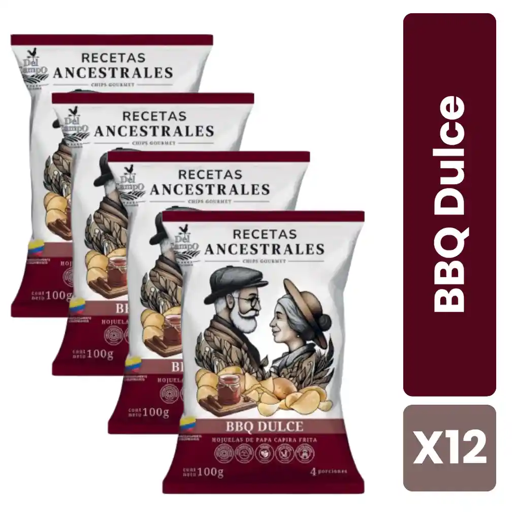 Caja X12 Papas Recetas Ancestrales Sabor bbq Dulce