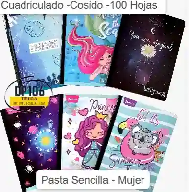 Cuaderno Cuadriculado Cosido Mujer 100 Hojas Pasta Sencilla