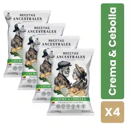Caja X4 Papas Recetas Ancestrales Sabor Crema Cebolla