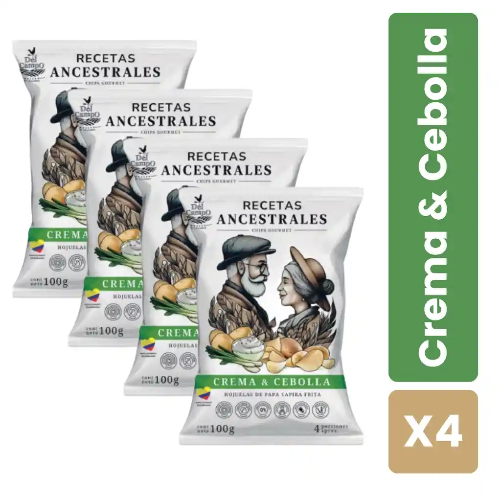 Caja X4 Papas Recetas Ancestrales Sabor Crema Cebolla