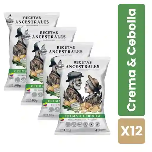 Caja X12 Papas Recetas Ancestrales Sabor Crema Cebolla