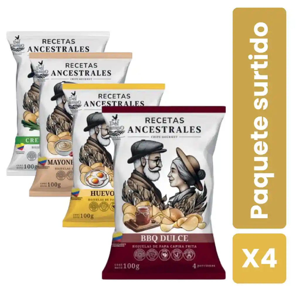Caja X4 Papas Recetas Ancestrales Sabor Surtido